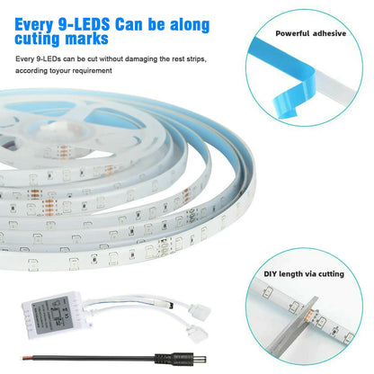 32ft Color-Changing LED Strip Lights with Remote – Mood Lighting for Rooms, TVs, & Parties