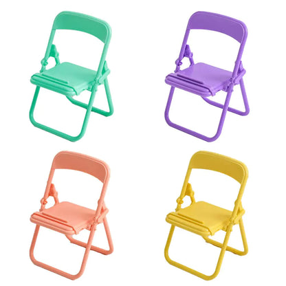 nanaxagly Mini Chair Foldable Cell Phone Stand 4Pcs Portable Funny Cute Cell Phone Holder Stand Compatible with Smartphone/Phone/Pad/Tablet/E-Readers 4 Candy Colors